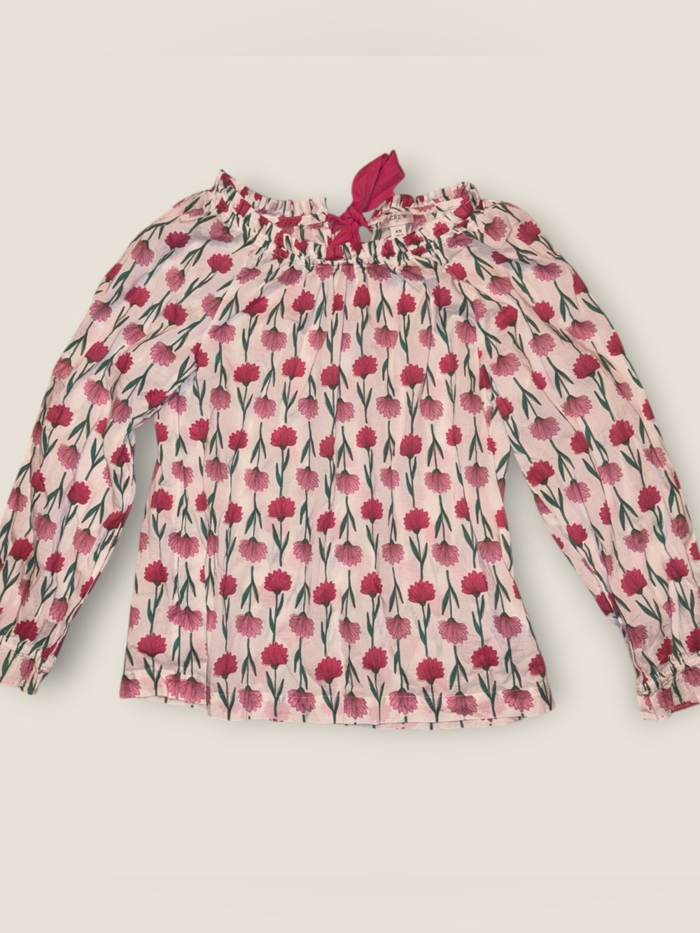 J Crew Cottagecore Prairie 100% Cotton Tie Back Floral Blouse